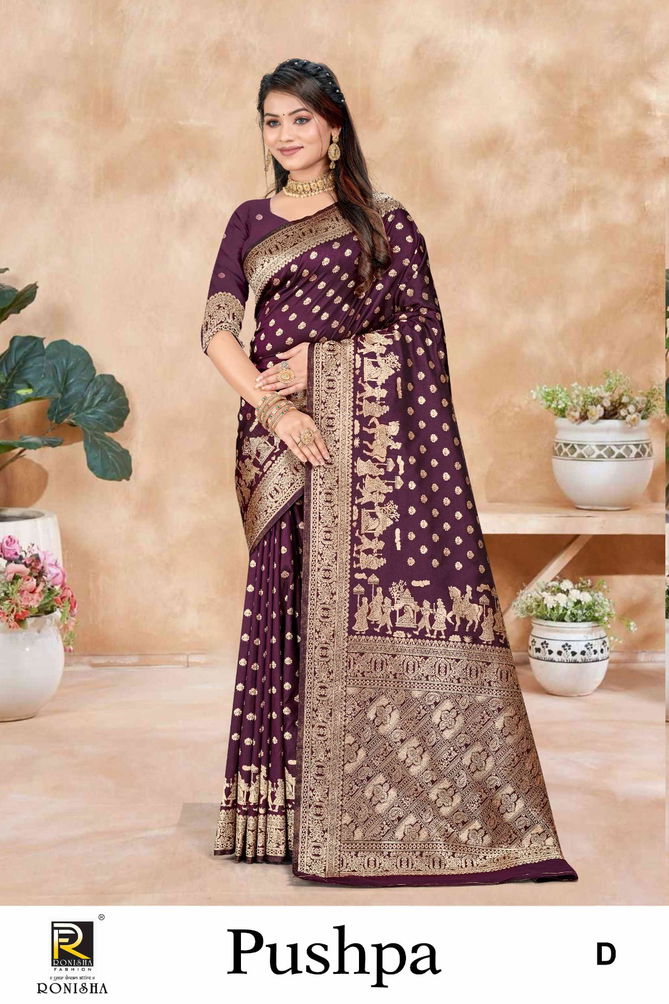 Pushpa By Ronisha Premium Designer Banarasi Silk Sarees Wholesale Price In Surat
